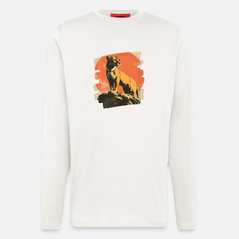 Lion from mountain Retro - Longsleeve - made by SPREAD  - OFF WHITE