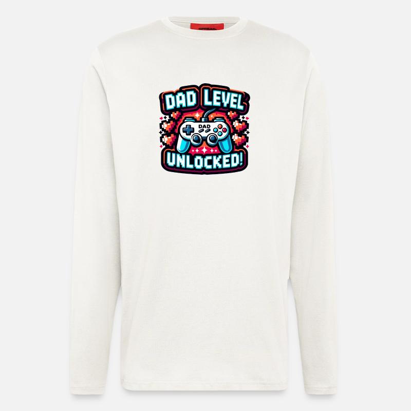 Gaming Design - Dad Level Unlocked - Langarmshirt - made by SPREAD  - OFF WHITE