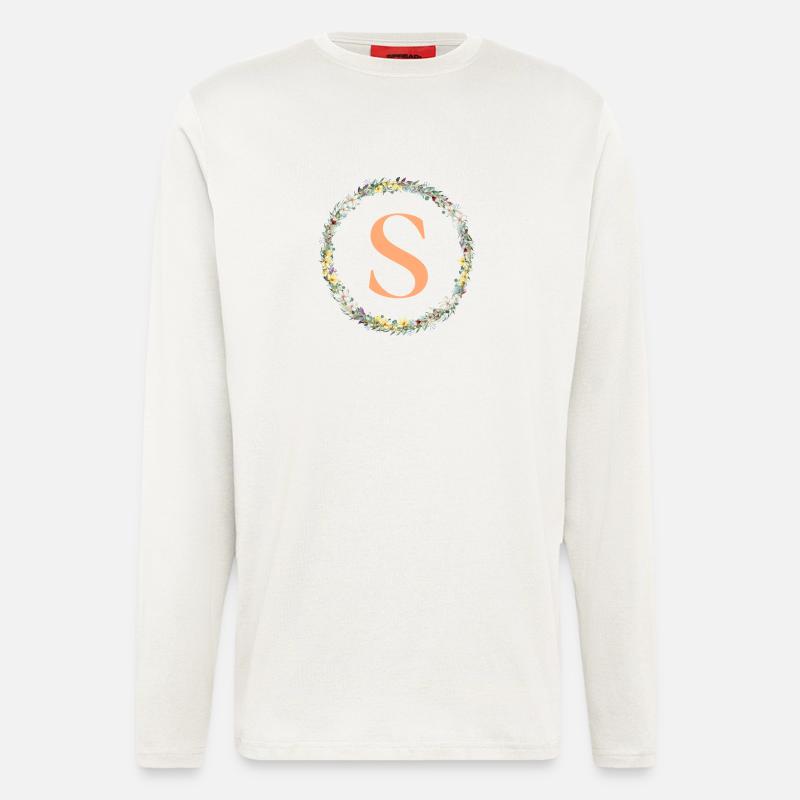 S Monogram, Flower Wreath, Personalizable - Longsleeve - made by SPREAD  - OFF WHITE