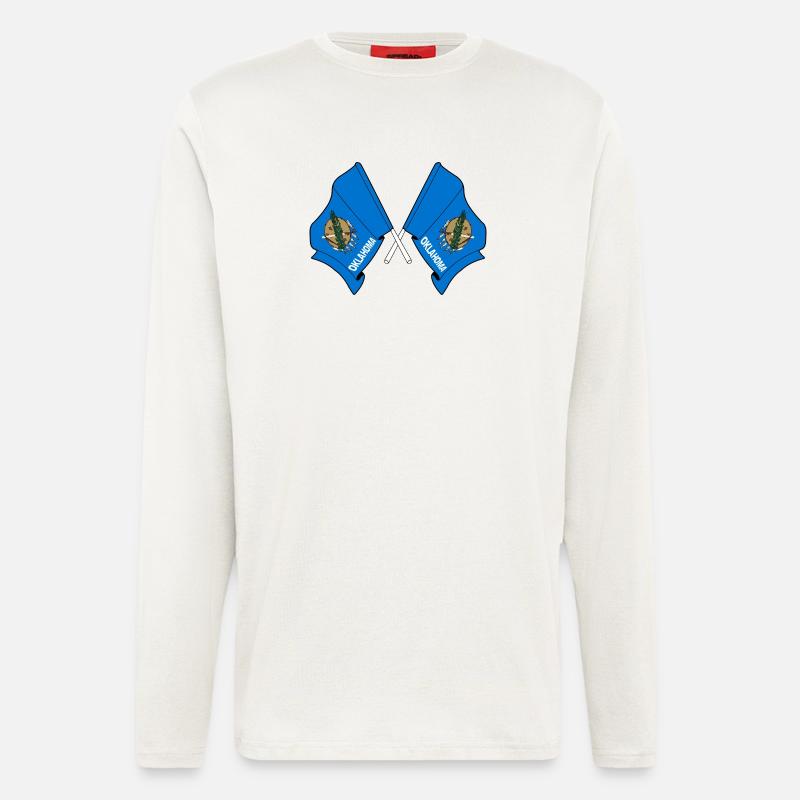 Zwei Flaggen durchquerten Oklahoma - Langarmshirt - made by SPREAD  - OFF WHITE
