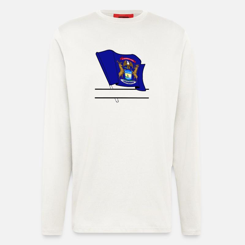Flagge Michigan Textbanner - Langarmshirt - made by SPREAD  - OFF WHITE
