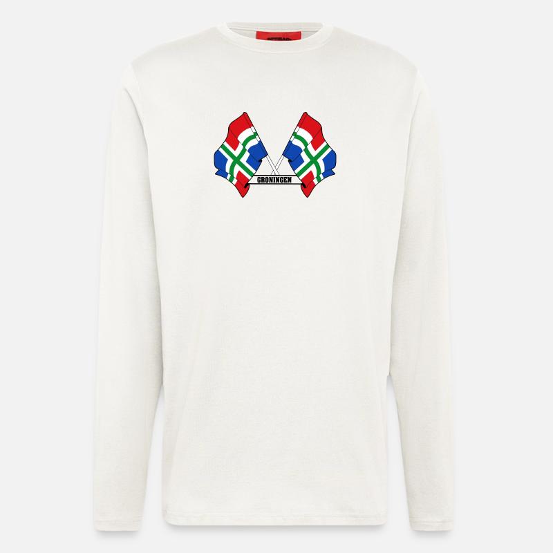 Two flags text GRONINGEN - Longsleeve - made by SPREAD  - OFF WHITE