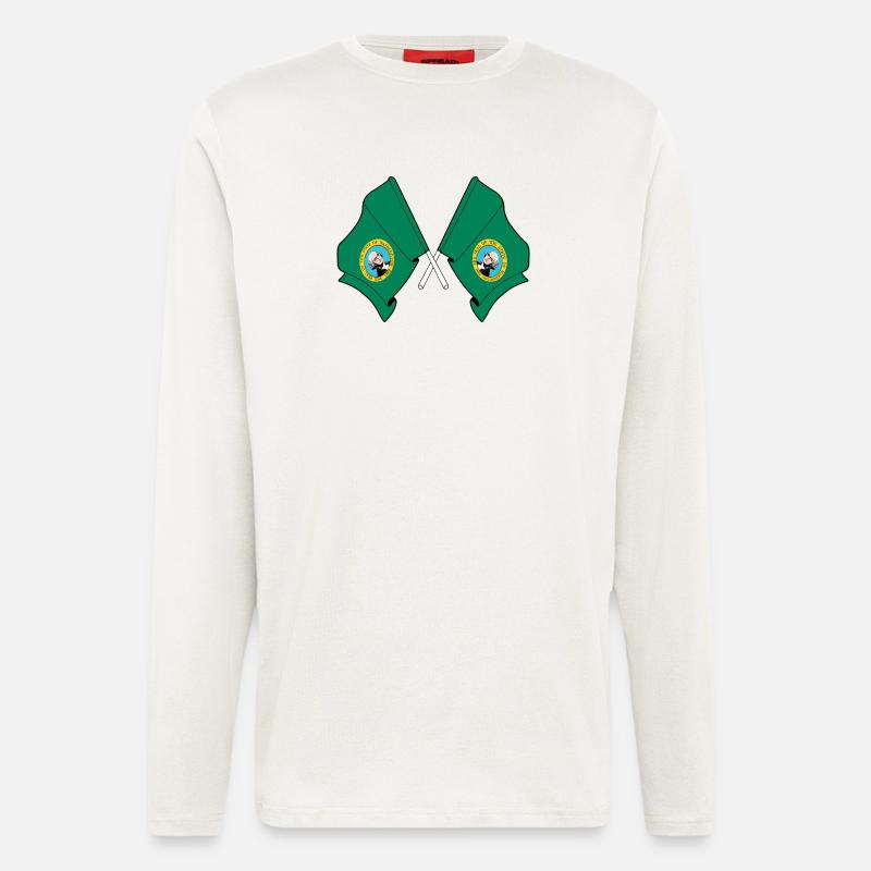 Zwei Flaggen durchquerten Washington - Langarmshirt - made by SPREAD  - OFF WHITE