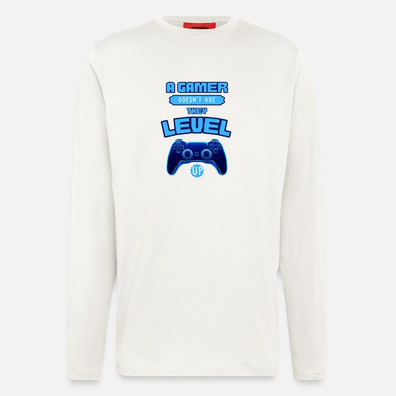 Gamer Level Up Neon-Controller - Langarmshirt - made by SPREAD - OFF WHITE
