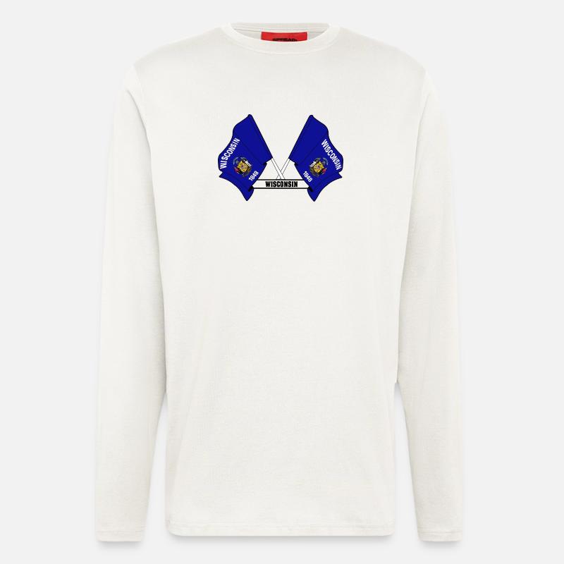 Two flags text WISCONSIN - Longsleeve - made by SPREAD  - OFF WHITE
