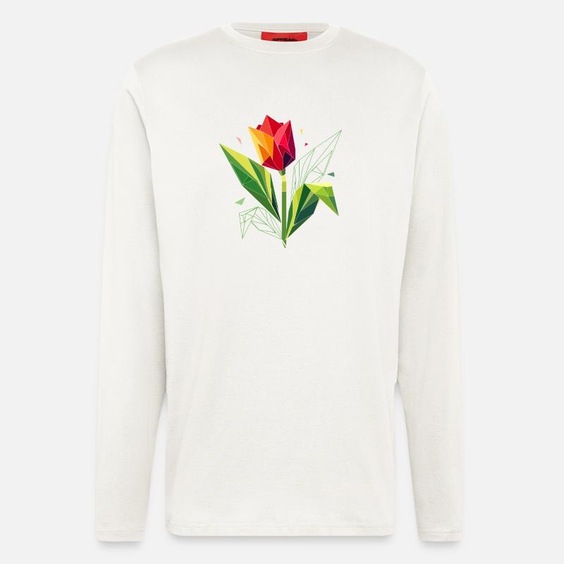 Geometric tulip – elegance in polygons - Longsleeve - made by SPREAD  - OFF WHITE