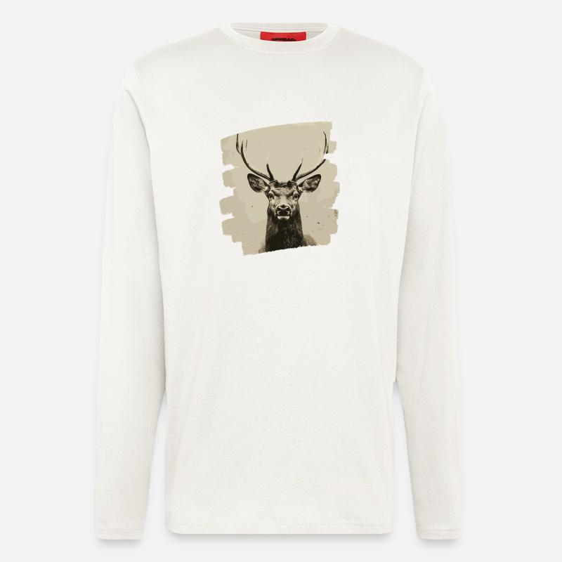 Hirsch mit Geweih - Langarmshirt - made by SPREAD  - OFF WHITE