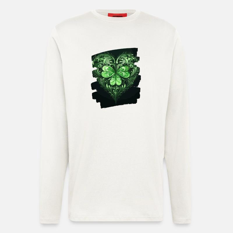 St. Patricks day Kleeblatt Herz - Langarmshirt - made by SPREAD - OFF WHITE