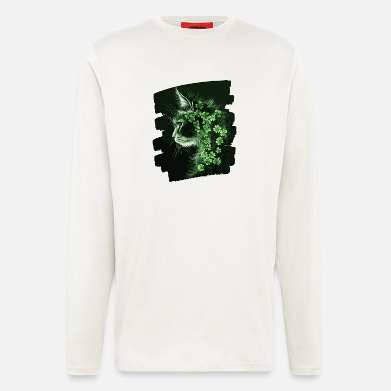 St Patricks day Katze - Langarmshirt - made by SPREAD  - OFF WHITE