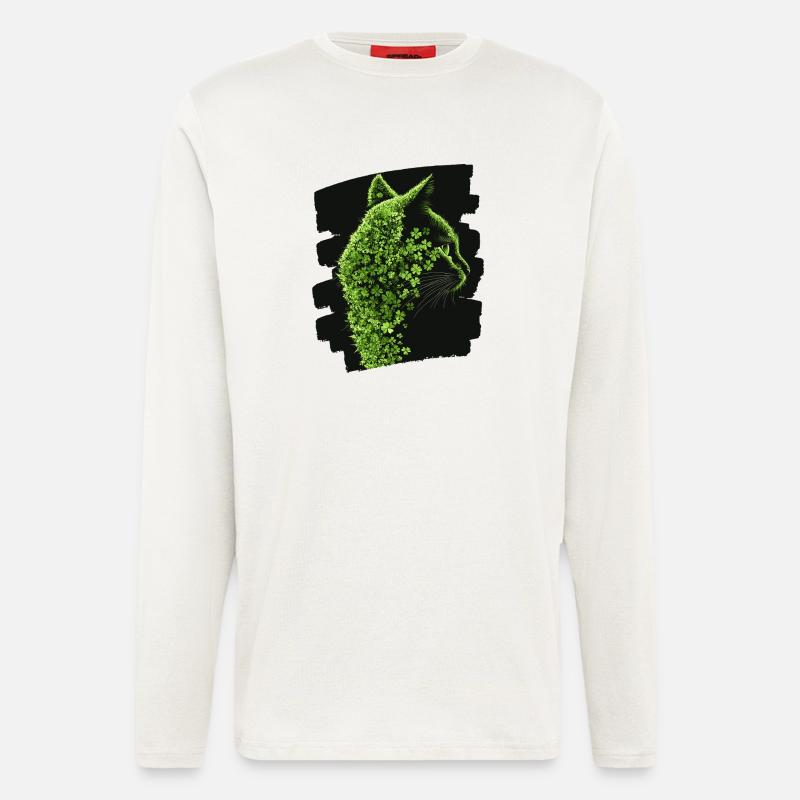 St Patricks day Katze - Langarmshirt - made by SPREAD  - OFF WHITE