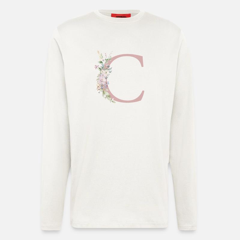 C Monogram, Floral, Customizable - Longsleeve - made by SPREAD  - OFF WHITE