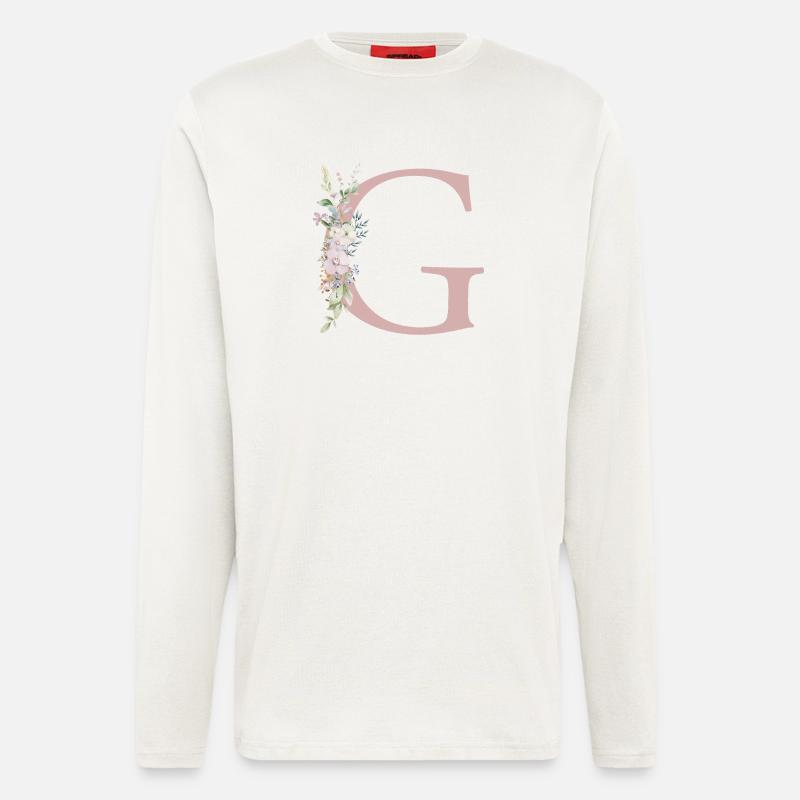 G Monogram, Floral, Personalizable - Longsleeve - made by SPREAD  - OFF WHITE