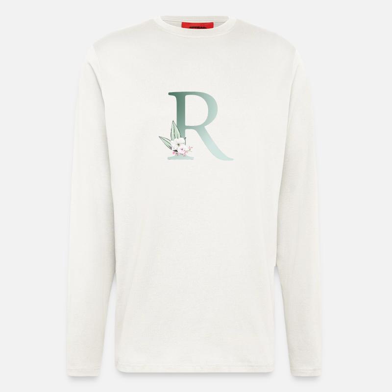R Monogram, Floral, Personalizable - Longsleeve - made by SPREAD  - OFF WHITE
