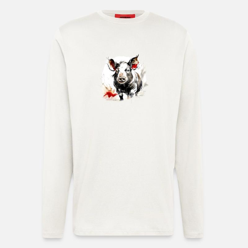 Chinesisches Sternzeichen Schwein - Langarmshirt - made by SPREAD  - OFF WHITE