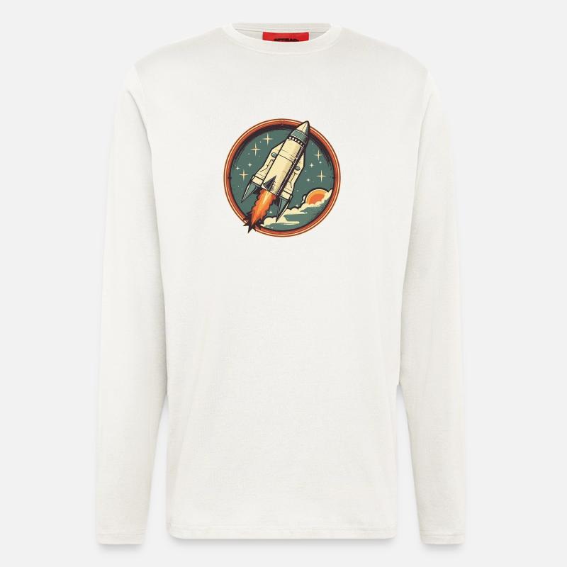 Retro Rocket - Space Rocket - Longsleeve - made by SPREAD  - OFF WHITE