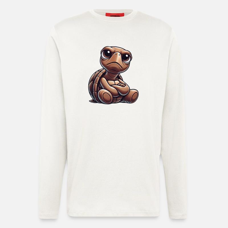 Grumpy cute cartoon turtle funny - Longsleeve - made by SPREAD  - OFF WHITE