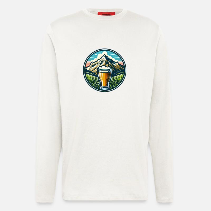 Bergblick mit Bierglas Motiv - Langarmshirt - made by SPREAD  - OFF WHITE