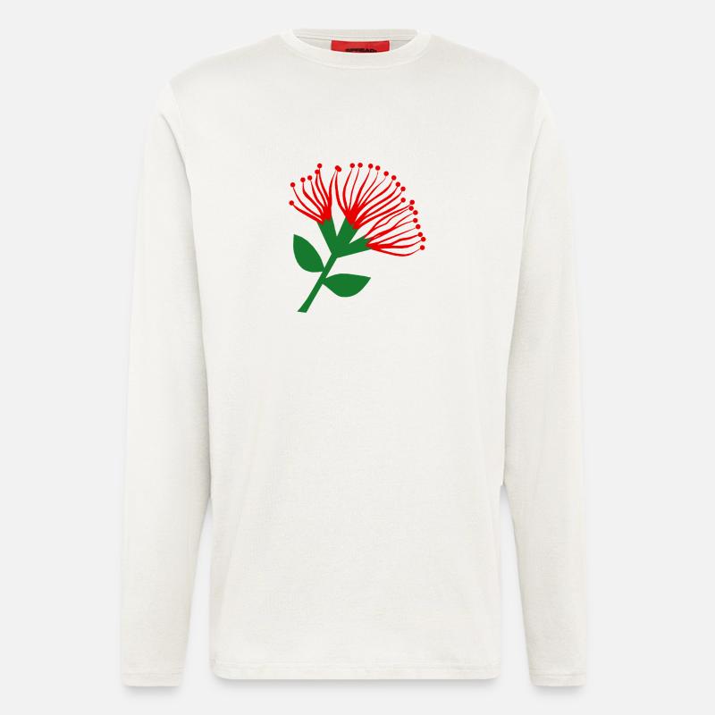 Pohutukawa Blume , Neuseeland - Langarmshirt - made by SPREAD  - OFF WHITE
