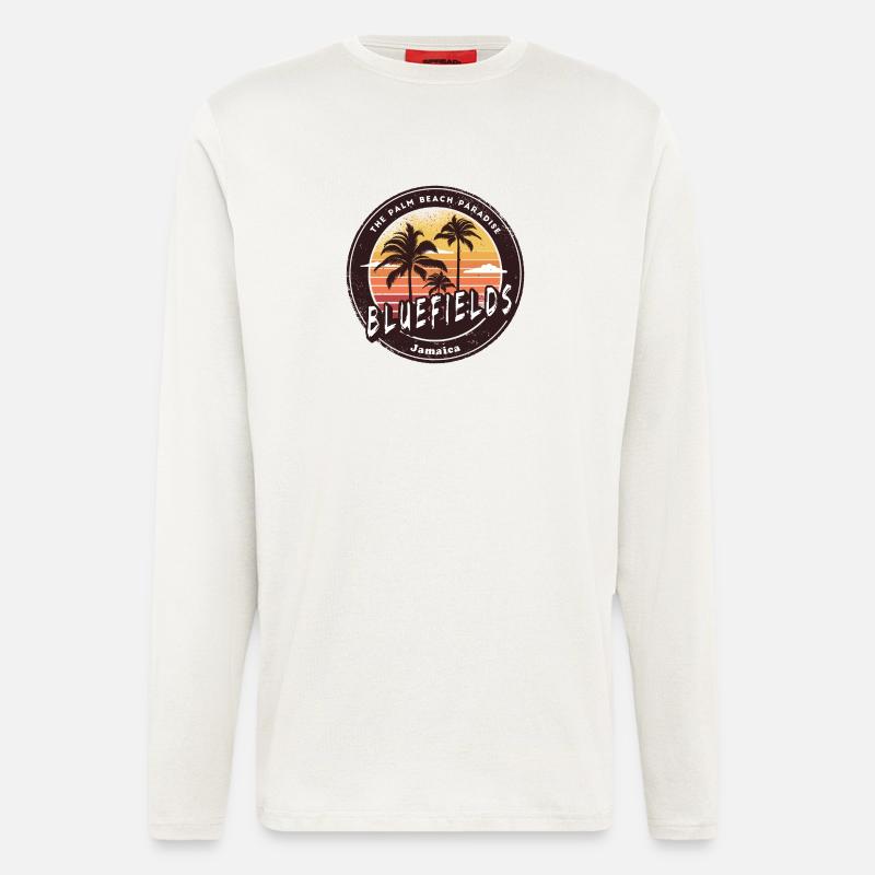 Bluefields Jamaica – Palm Beach Paradies - Langarmshirt - made by SPREAD  - OFF WHITE