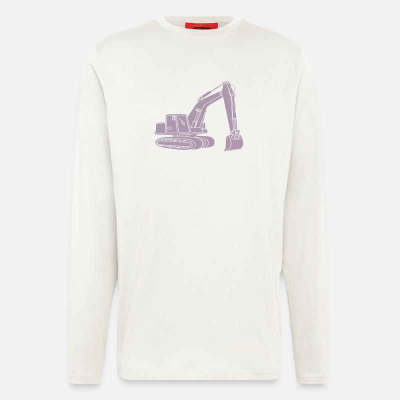 Bagger Silhouette Baugeräteführer Tiefbau - Langarmshirt - made by SPREAD  - OFF WHITE