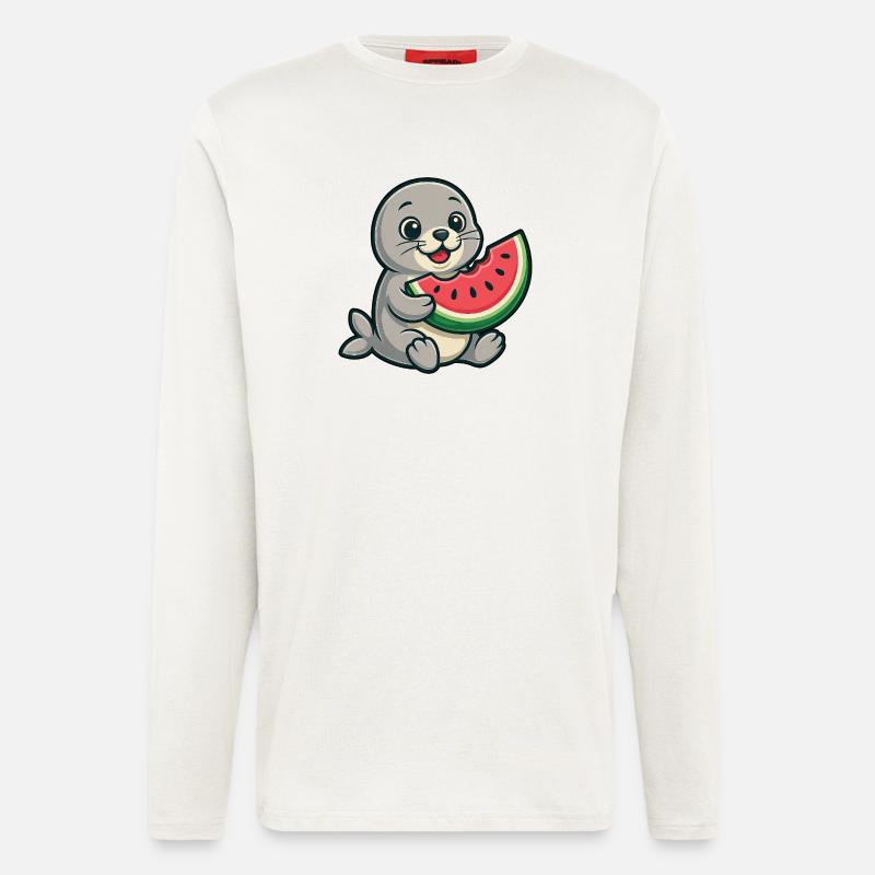 Seerobbe Melone Sommerfruchtig - Langarmshirt - made by SPREAD  - OFF WHITE