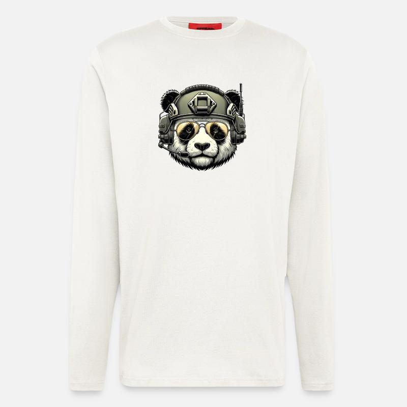 Panda Military Army Design - Longsleeve - made by SPREAD  - OFF WHITE