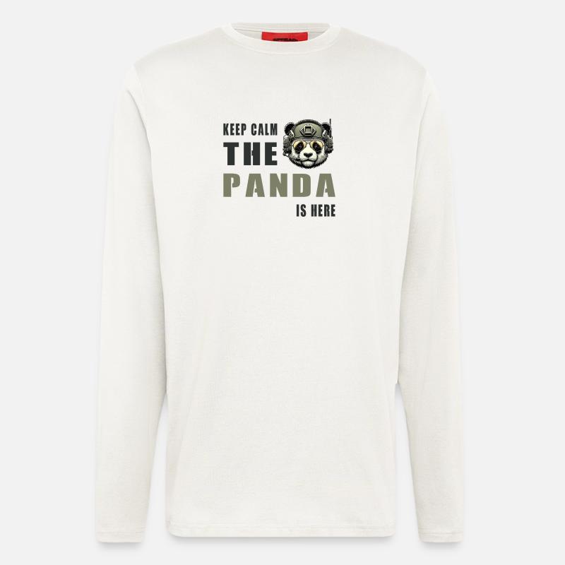 Panda tactique – Restez calme - Manches longues bio décontracté fabriqué en UE - OFF WHITE