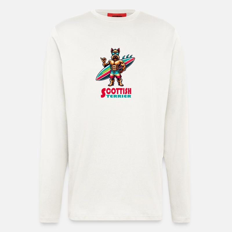Scottish Terrier Surfer - Langarmshirt - made by SPREAD  - OFF WHITE