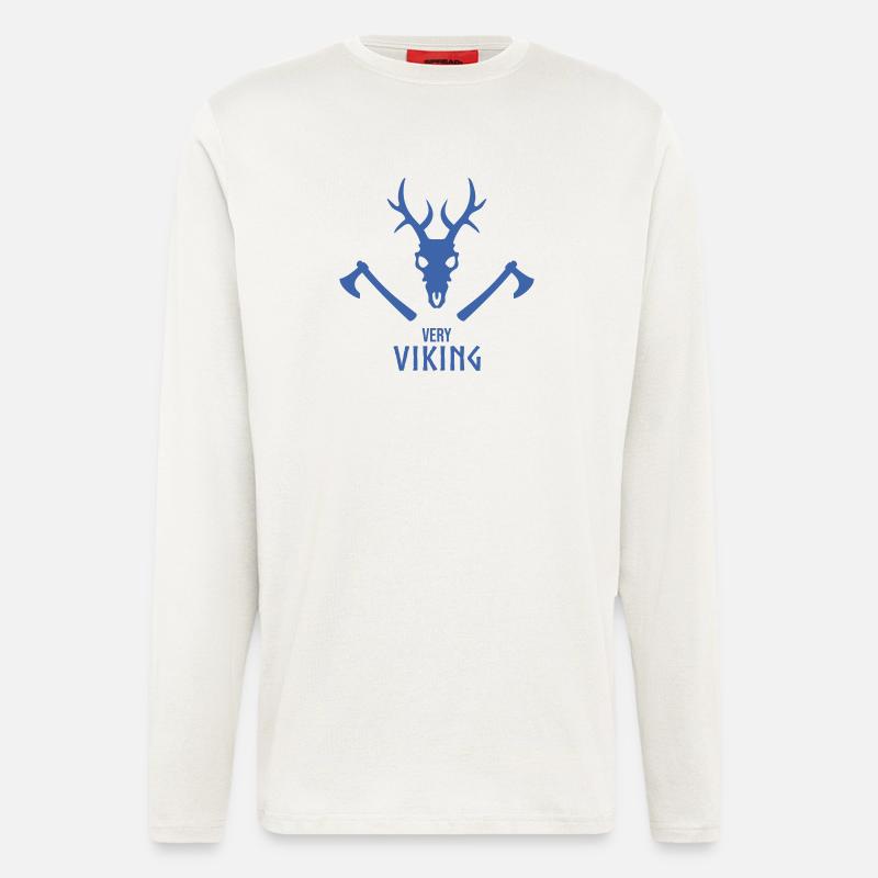 Wikinger Totenschädel Emblem mit Äxten - Langarmshirt - made by SPREAD  - OFF WHITE