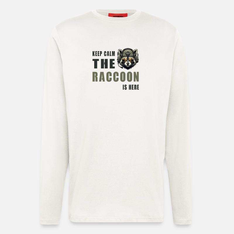 Keep Calm Raccoon Is Here - Langarmshirt - made by SPREAD  - OFF WHITE