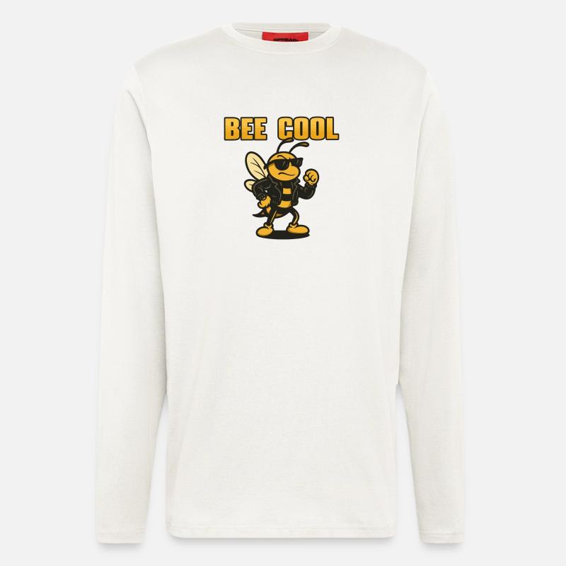 Bee Cooler Biker bi in Lederjacke - Langarmshirt - made by SPREAD  - OFF WHITE