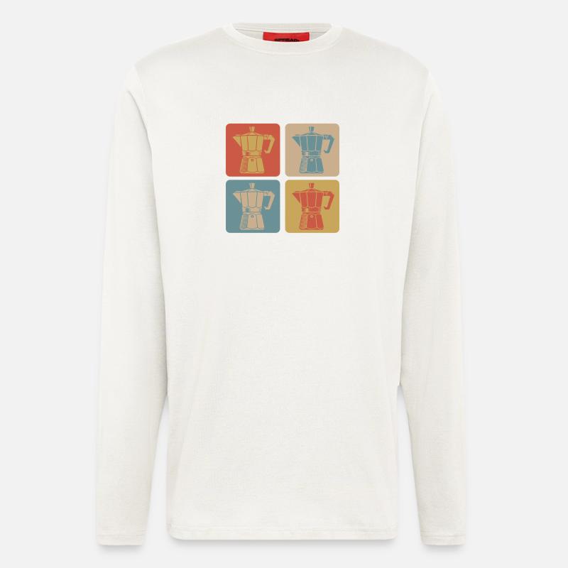 Retro Espressokocher - Langarmshirt - made by SPREAD  - OFF WHITE