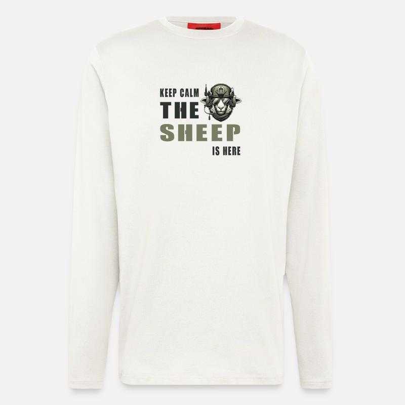 Mouton – Conception Keep Calm - Manches longues bio décontracté fabriqué en UE - OFF WHITE