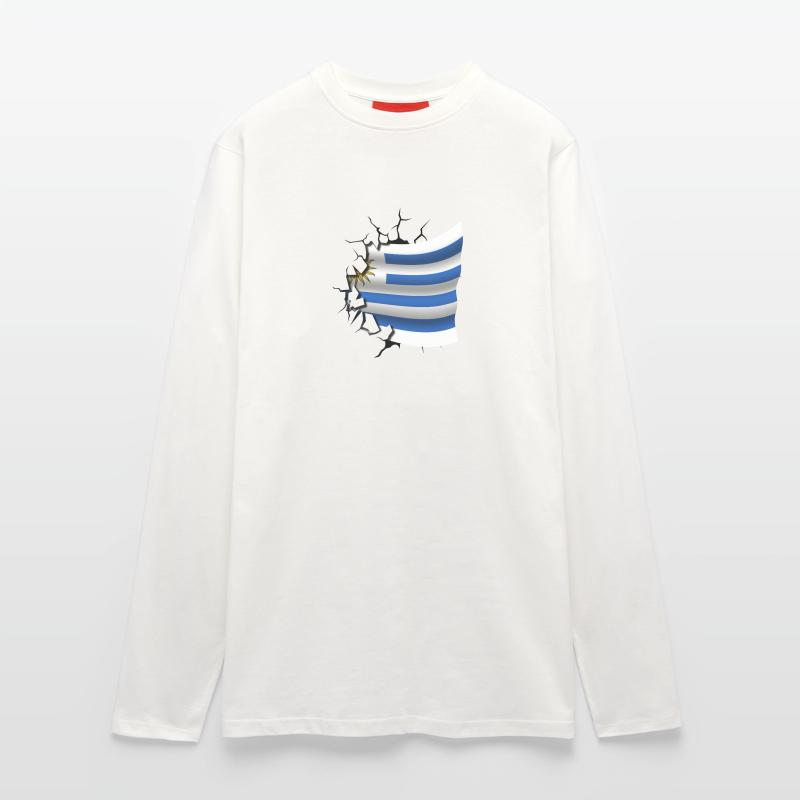 Drapeau de l’Uruguay - Uruguay - Drapeau Broken Design Manches longues bio décontracté fabriqué en UE
