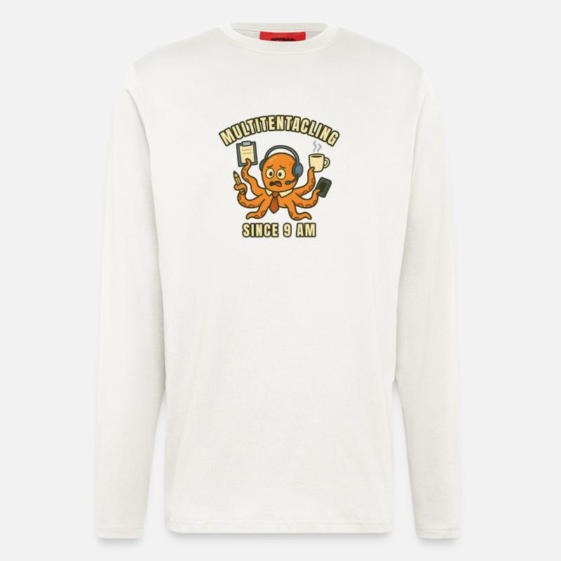 Multitasking Octopus at 9 a.m. - Longsleeve - made by SPREAD  - OFF WHITE