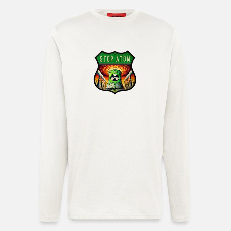 Stop Atom Wappen Design - Langarmshirt - made by SPREAD  - OFF WHITE