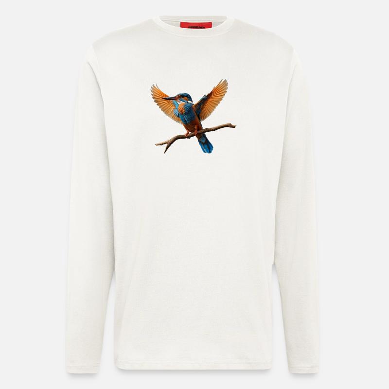 Lebhafter Eisvogel im Flug - Langarmshirt - made by SPREAD - OFF WHITE