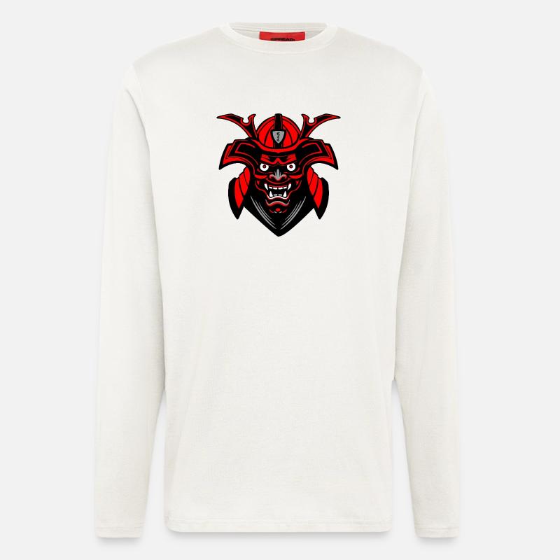 Menpō Mask – Red Black Samurai Style - Longsleeve - made by SPREAD  - OFF WHITE