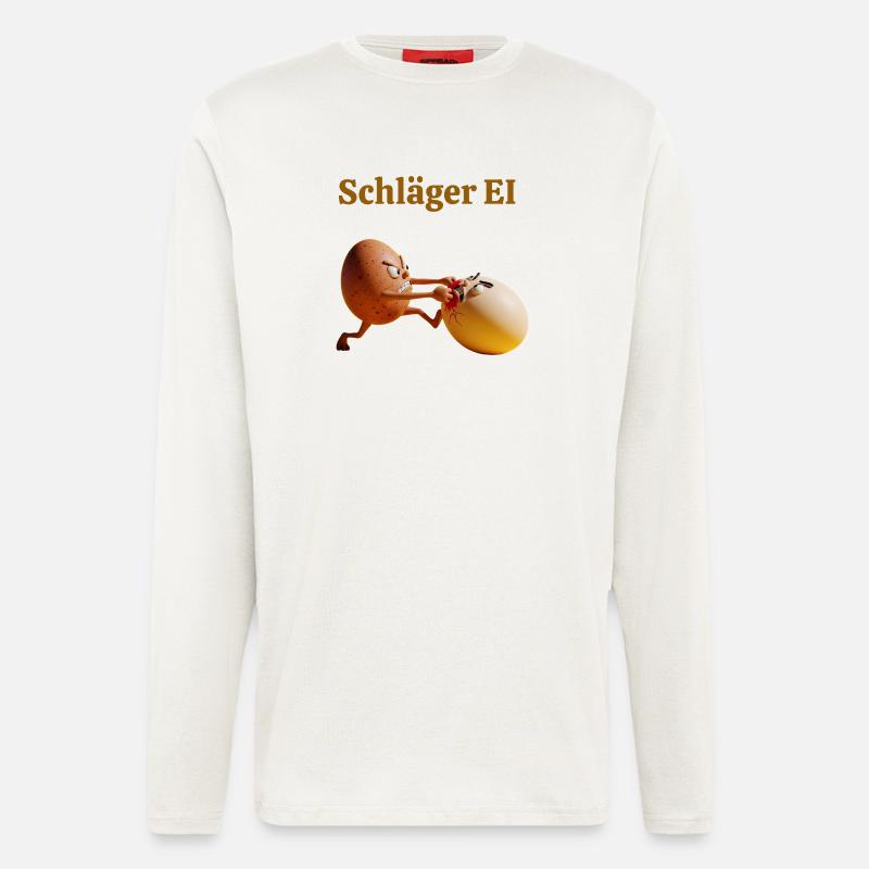 Schläger Ei – Lustiger Eierkampf - Langarmshirt - made by SPREAD  - OFF WHITE