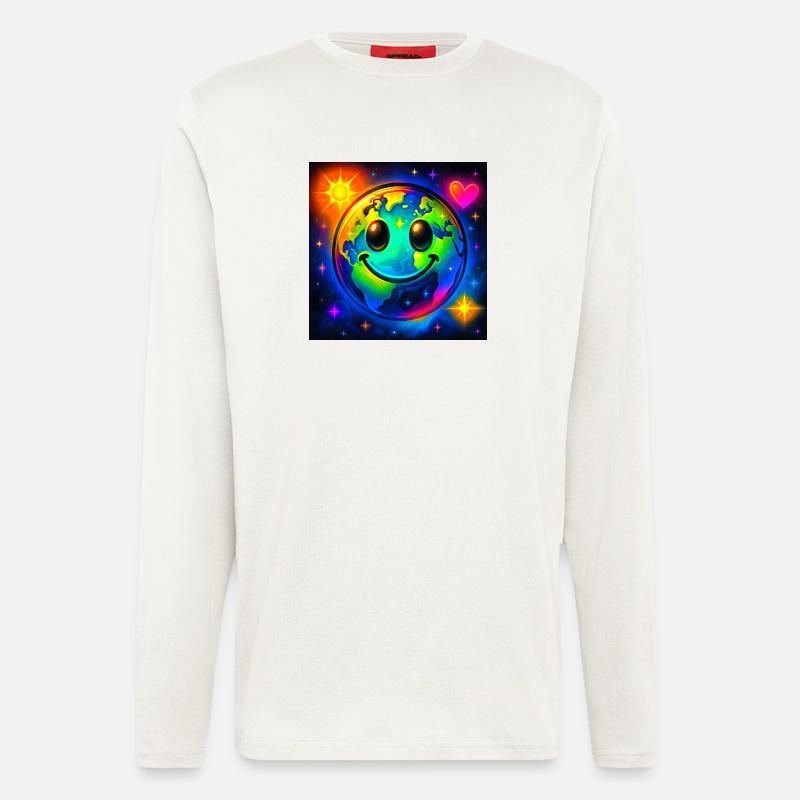 Farbige Glückserde im Neon-Universum - Langarmshirt - made by SPREAD  - OFF WHITE