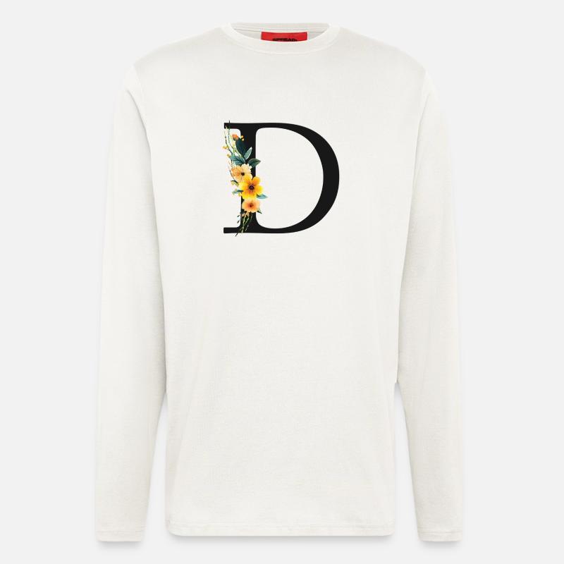 D Monogram, Floral, Customizable - Longsleeve - made by SPREAD  - OFF WHITE