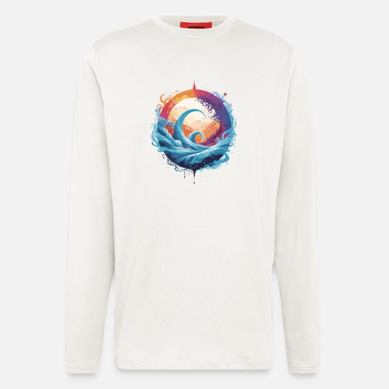 Dynamic wave and moon circle - Longsleeve - made by SPREAD  - OFF WHITE