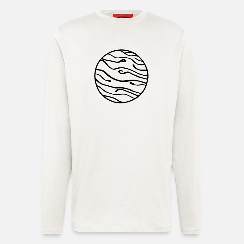 Planète Doodle de l’espace - Manches longues bio décontracté fabriqué en UE - OFF WHITE