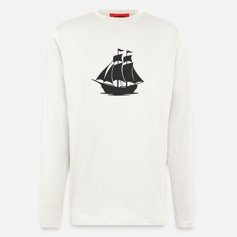 Mysteriöse Silhouette eines Segelschiffs - Langarmshirt - made by SPREAD  - OFF WHITE