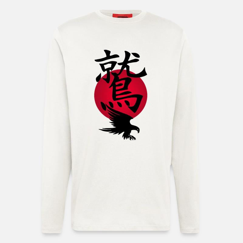 Schwarzer Adler und Rote Sonne - Langarmshirt - made by SPREAD  - OFF WHITE