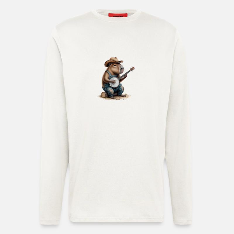 Cool Capybara Playing Banjo - Longsleeve - made by SPREAD  - OFF WHITE
