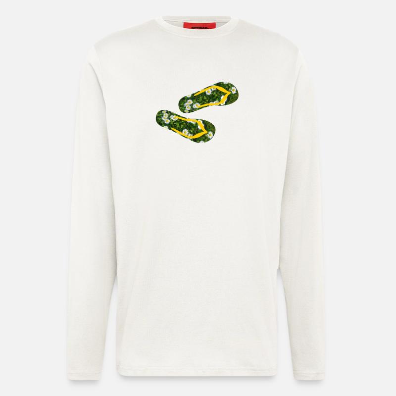 Latschen Gänseblümchen Flip Flops Camping Rasen - Langarmshirt - made by SPREAD  - OFF WHITE