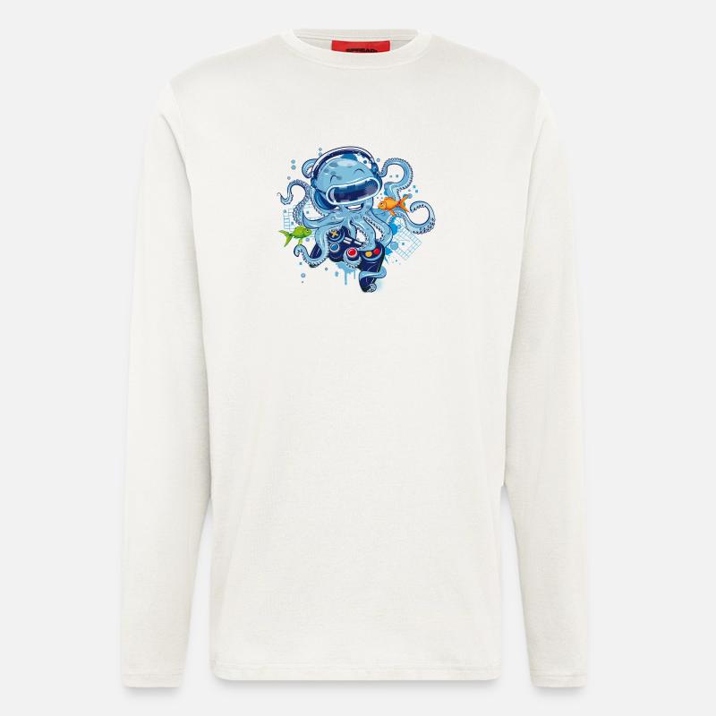 Gaming Octopus with Controller - Longsleeve - made by SPREAD  - OFF WHITE