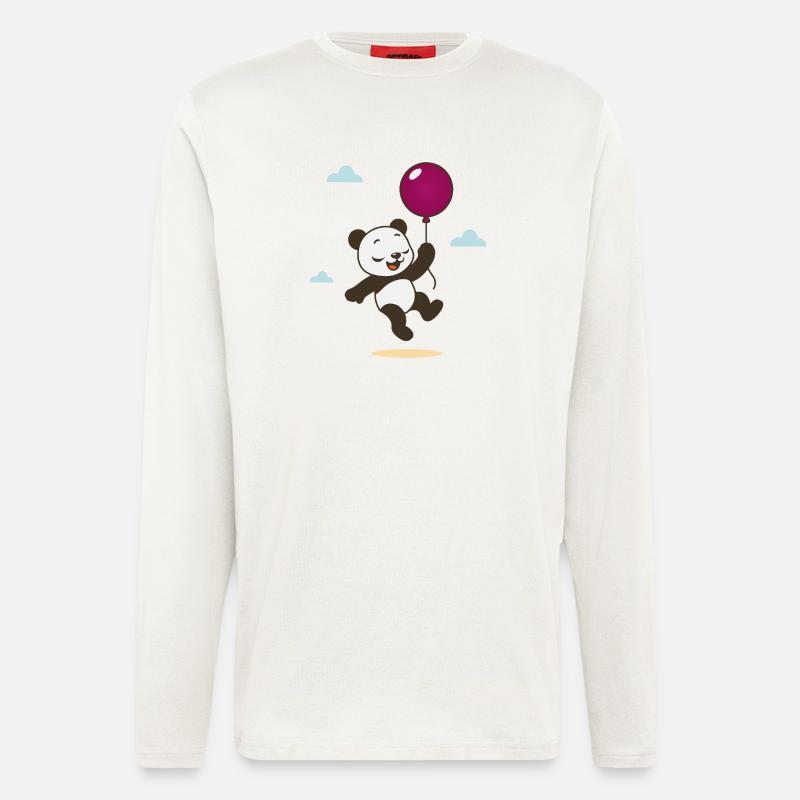 Happy Panda with Balloon - Longsleeve - made by SPREAD  - OFF WHITE
