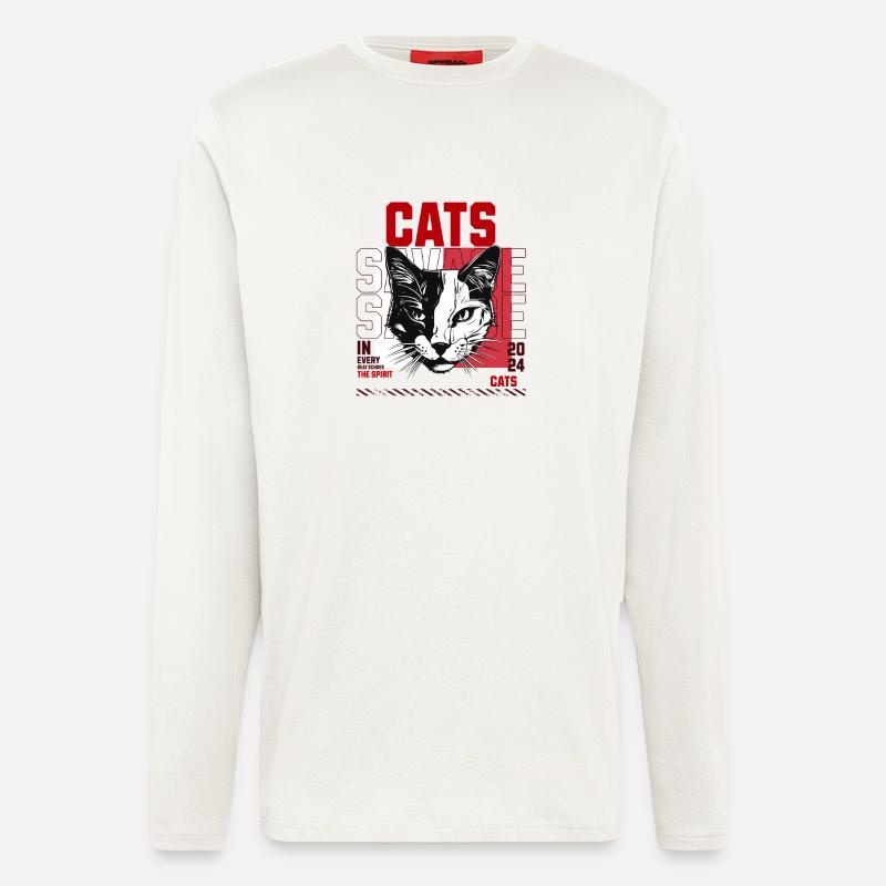 Katzenkunst mit energischem Design - Langarmshirt - made by SPREAD  - OFF WHITE